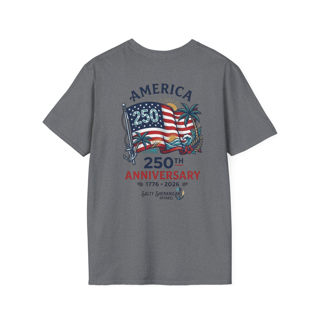 Salty Shenanigans Apparel America 250 Palm Color T-Shirt Printify