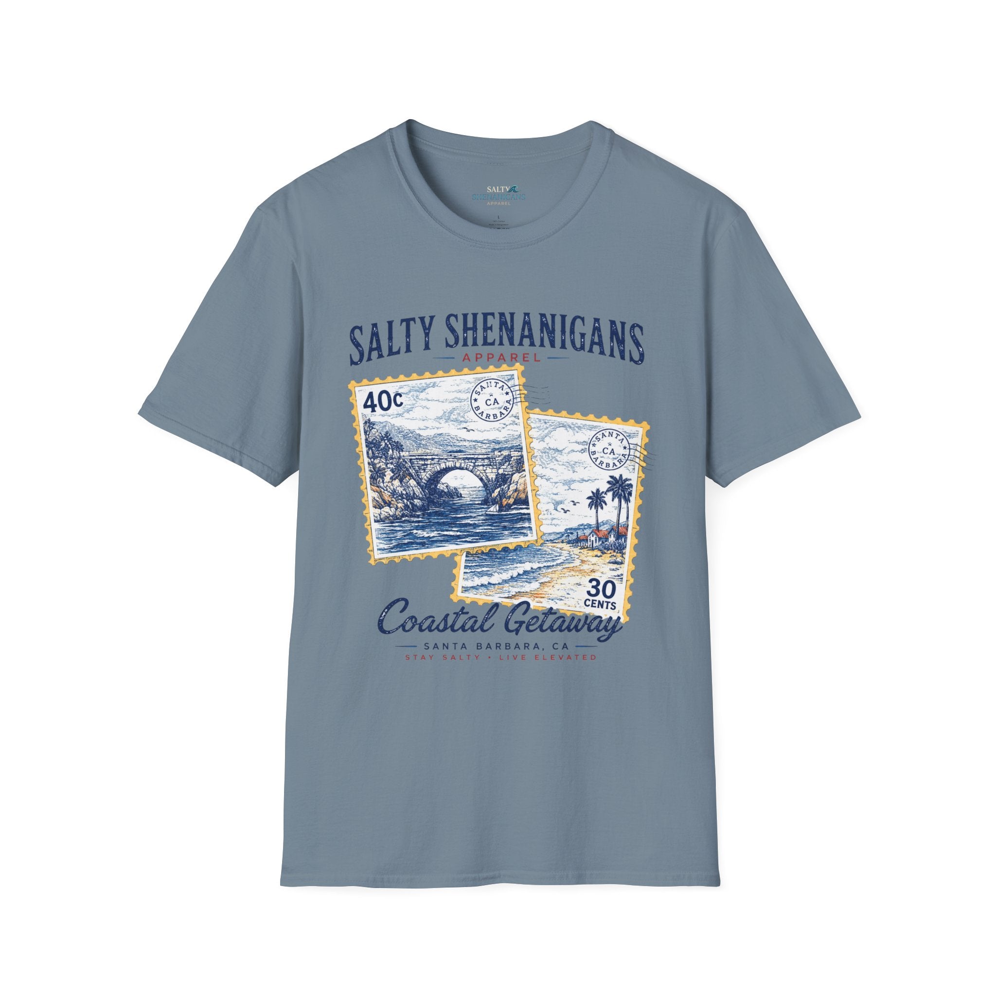 Coastal Getaway T-Shirt- Front Logo Printify