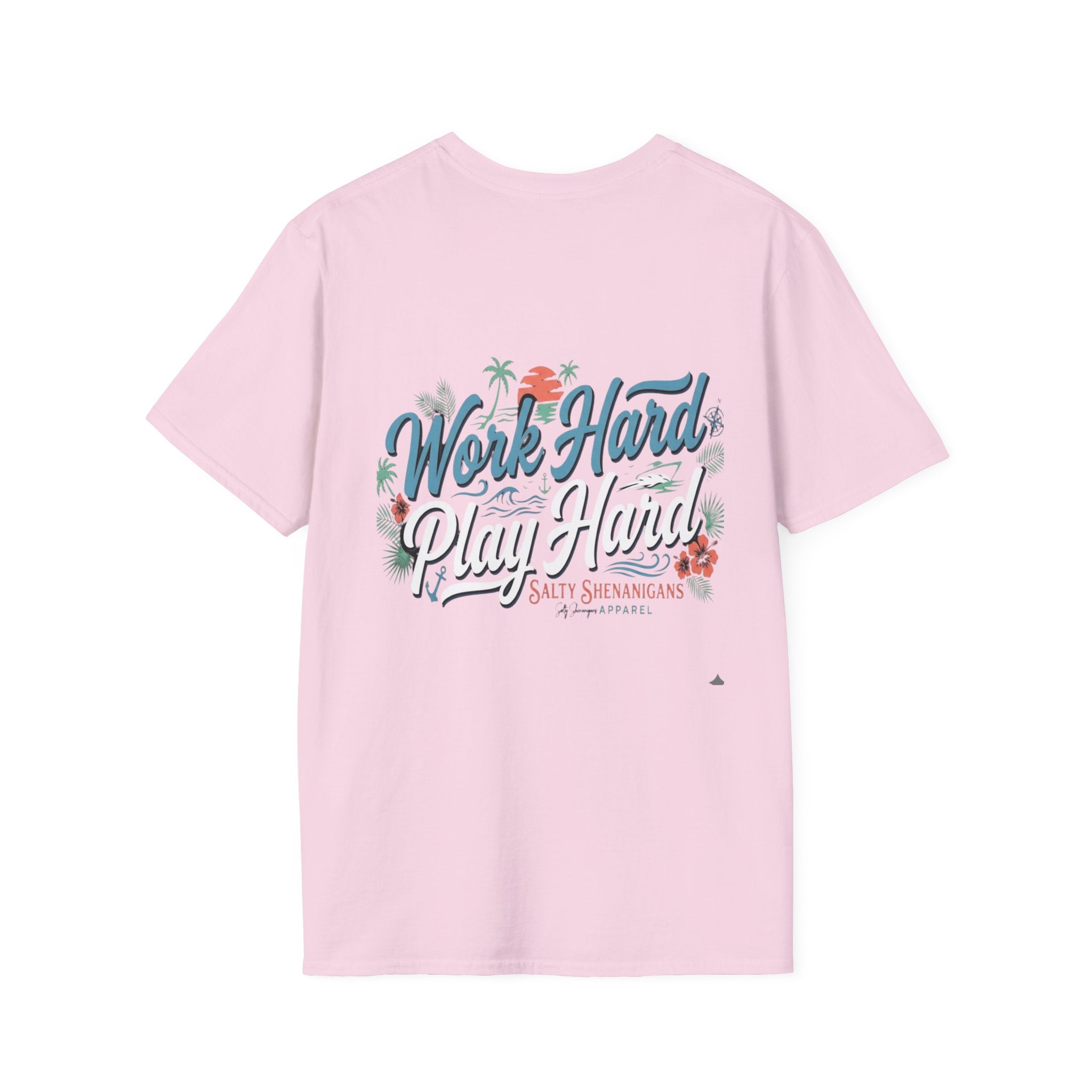 Work Hard Play Hard Coastal Lifestyle T-Shirt | Women's Beach Resort Graphic Tee | Gildan 64000 | Salty Shenanigans Apparel Printify