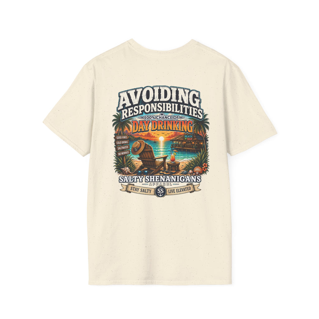 Avoiding Responsibilities Coastal Lifestyle Graphic Tee Printify