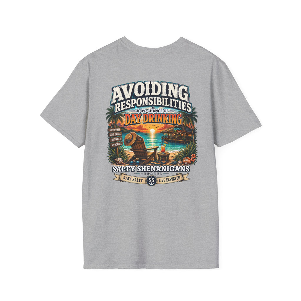 Avoiding Responsibilities Coastal Lifestyle Graphic Tee Printify