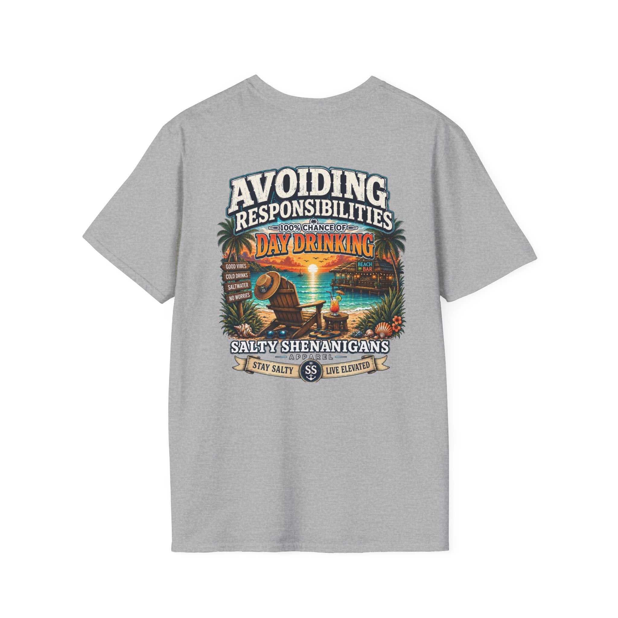 Avoiding Responsibilities Coastal Lifestyle Graphic Tee Printify