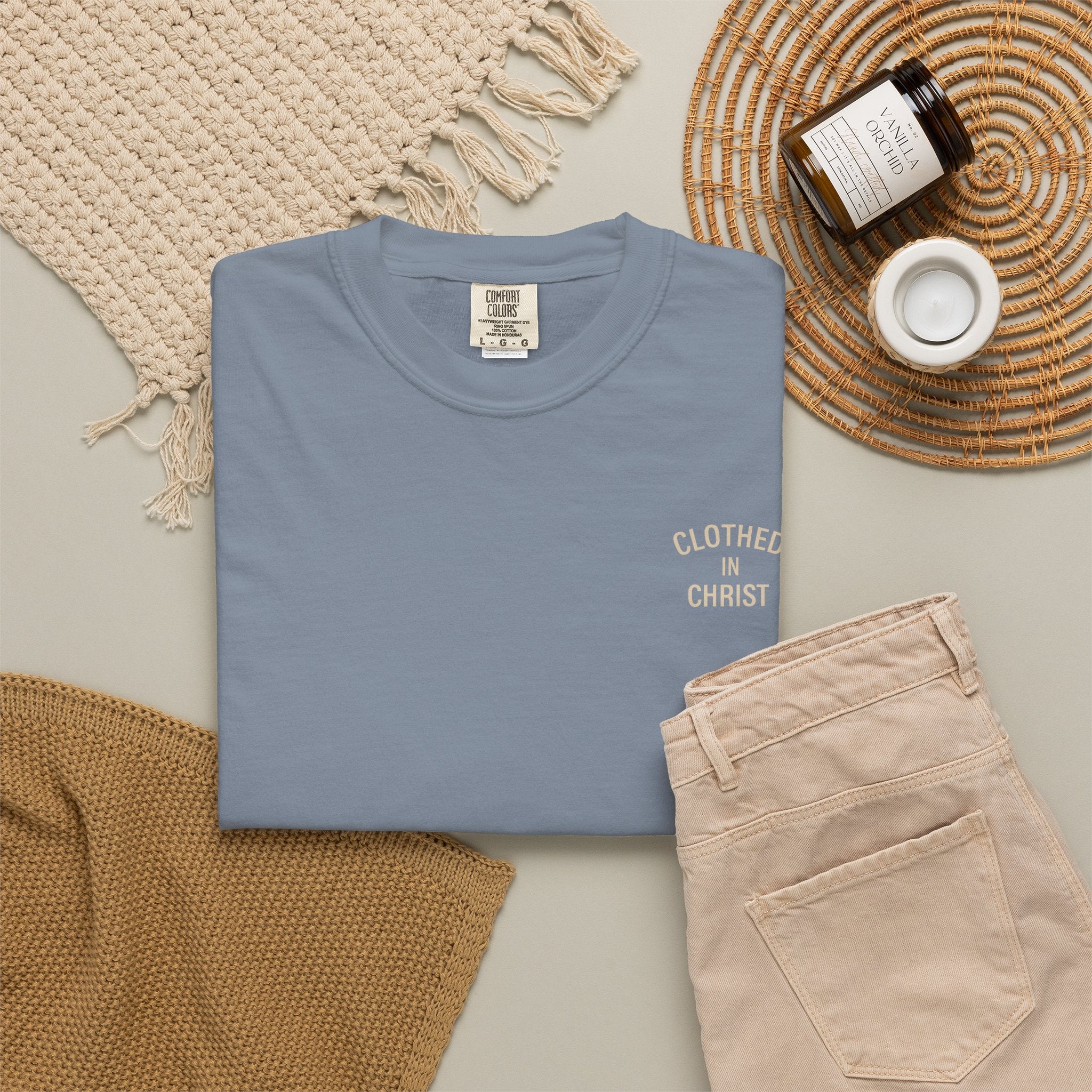 Clothed In Christ T‑Shirt — Isaiah 43:2 Beach Tee Printify