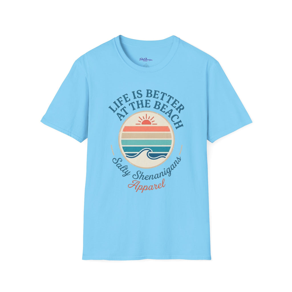 Salty Shenanigans Apparel Life's Better At The Beach T-Shirt Printify