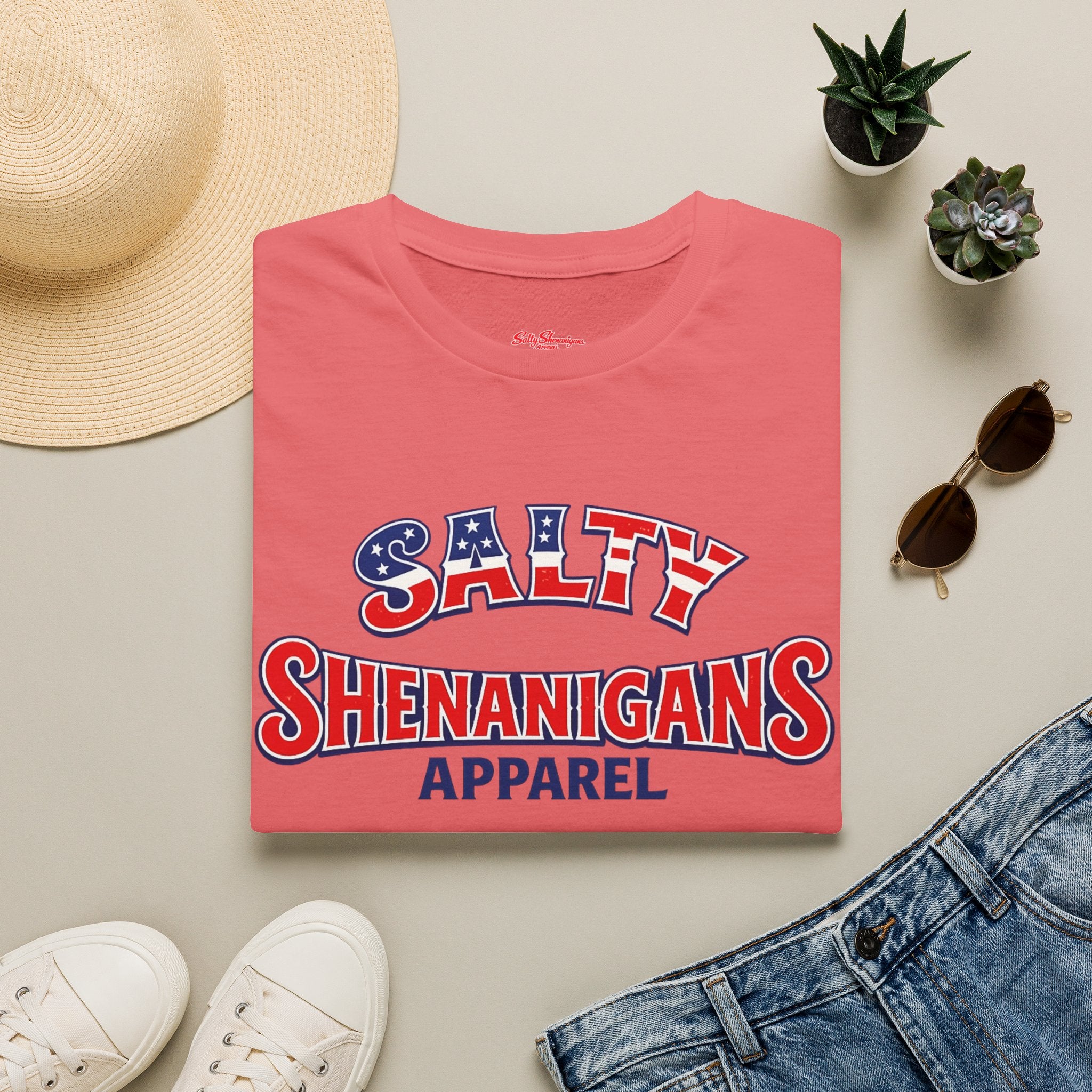 Salty Shenanigans Apparel Red/White/Blue T-Shirt Printify