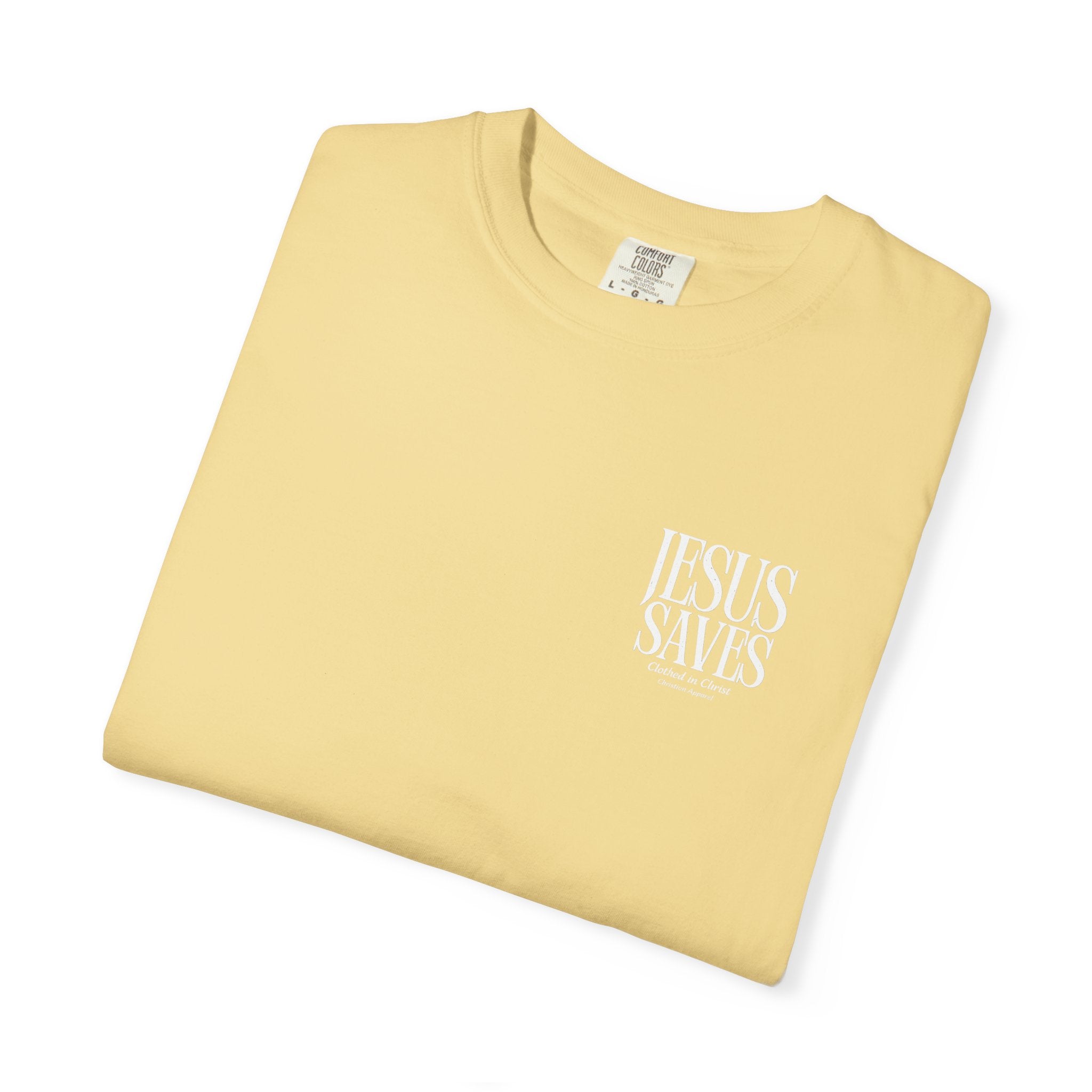 Jesus Saves T-Shirt — Minimal Embossed Religious Tee Printify