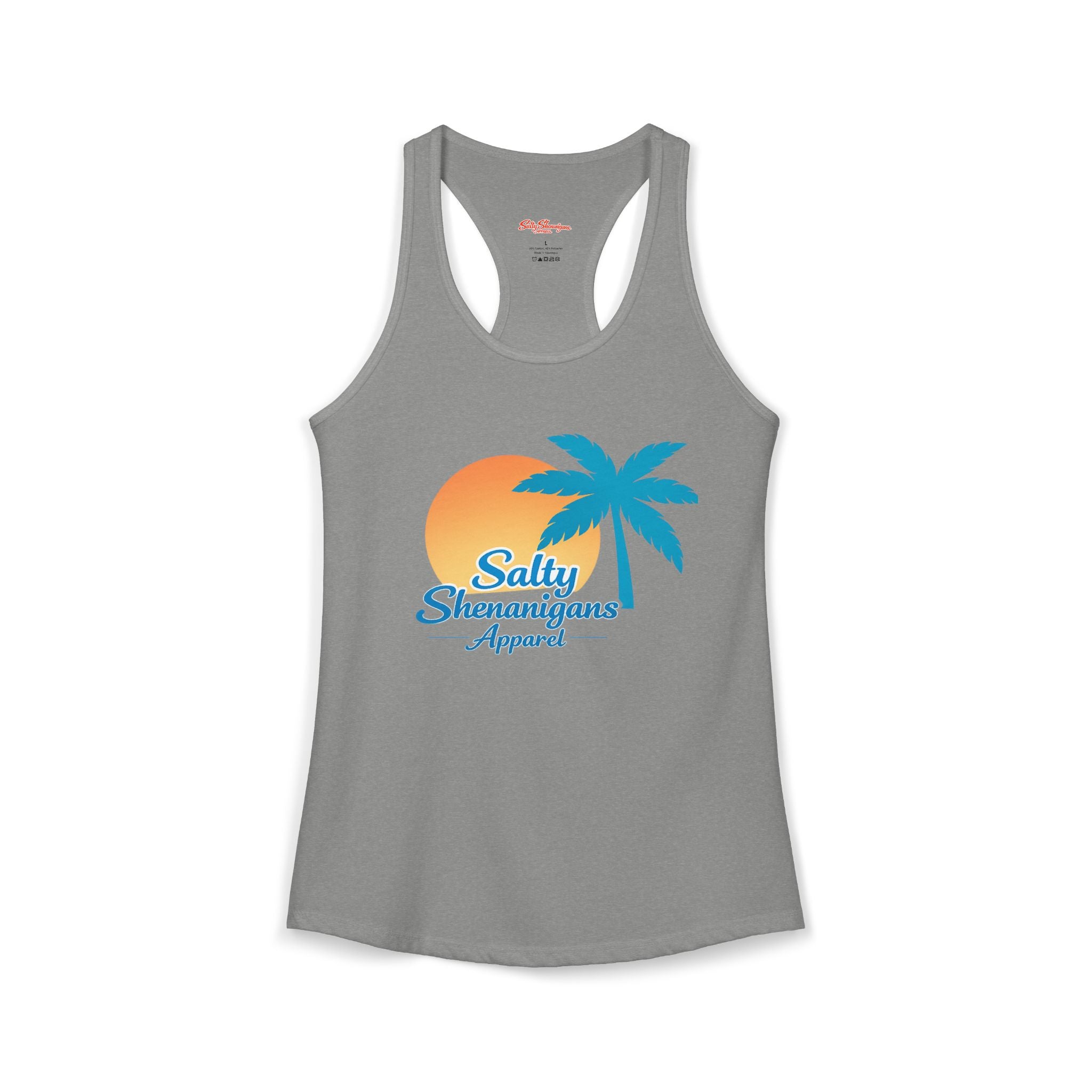 Women's Salty Shenanigans Palm Sun Racerback Tank Printify