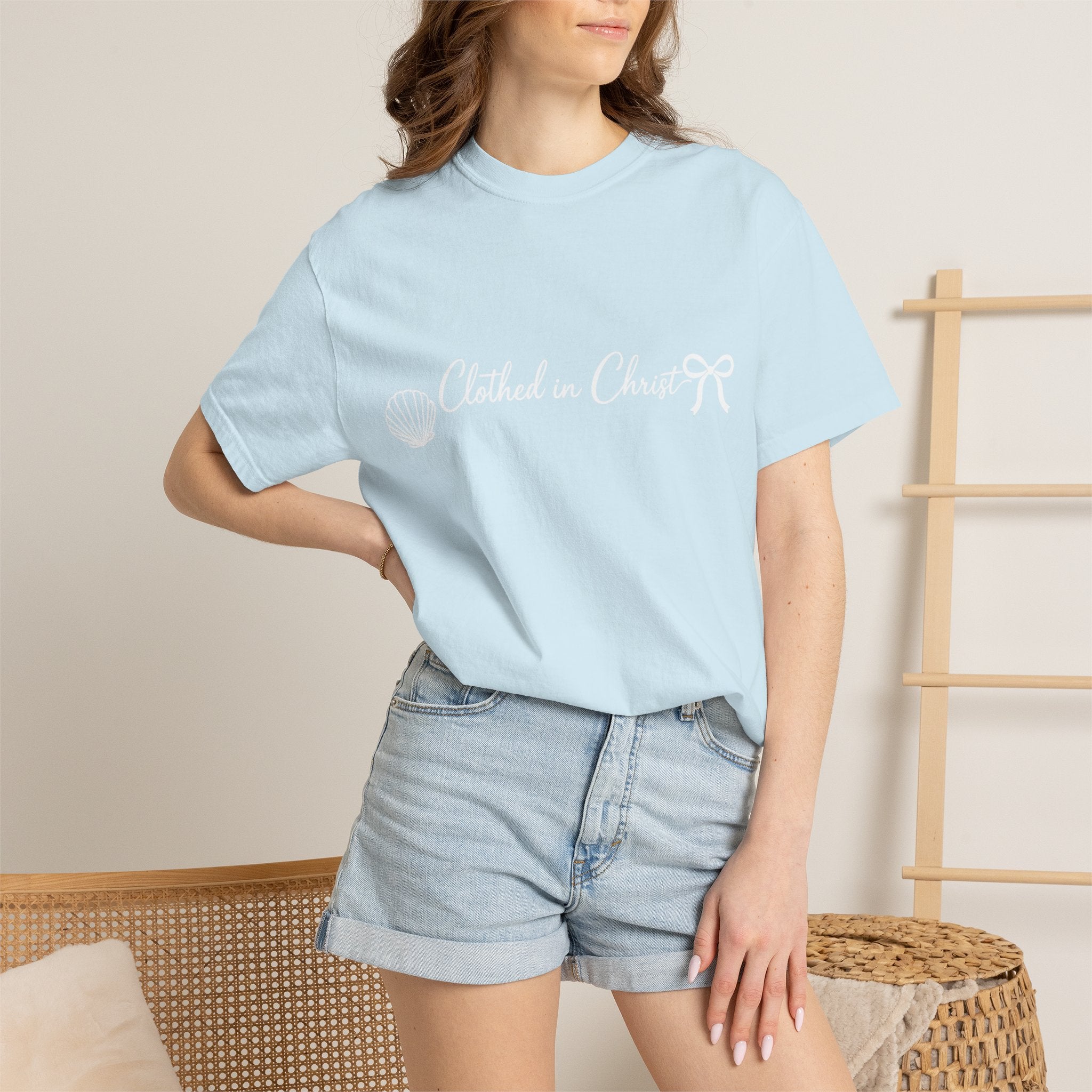 Clothed in Christ T-Shirt- White Graphic Printify