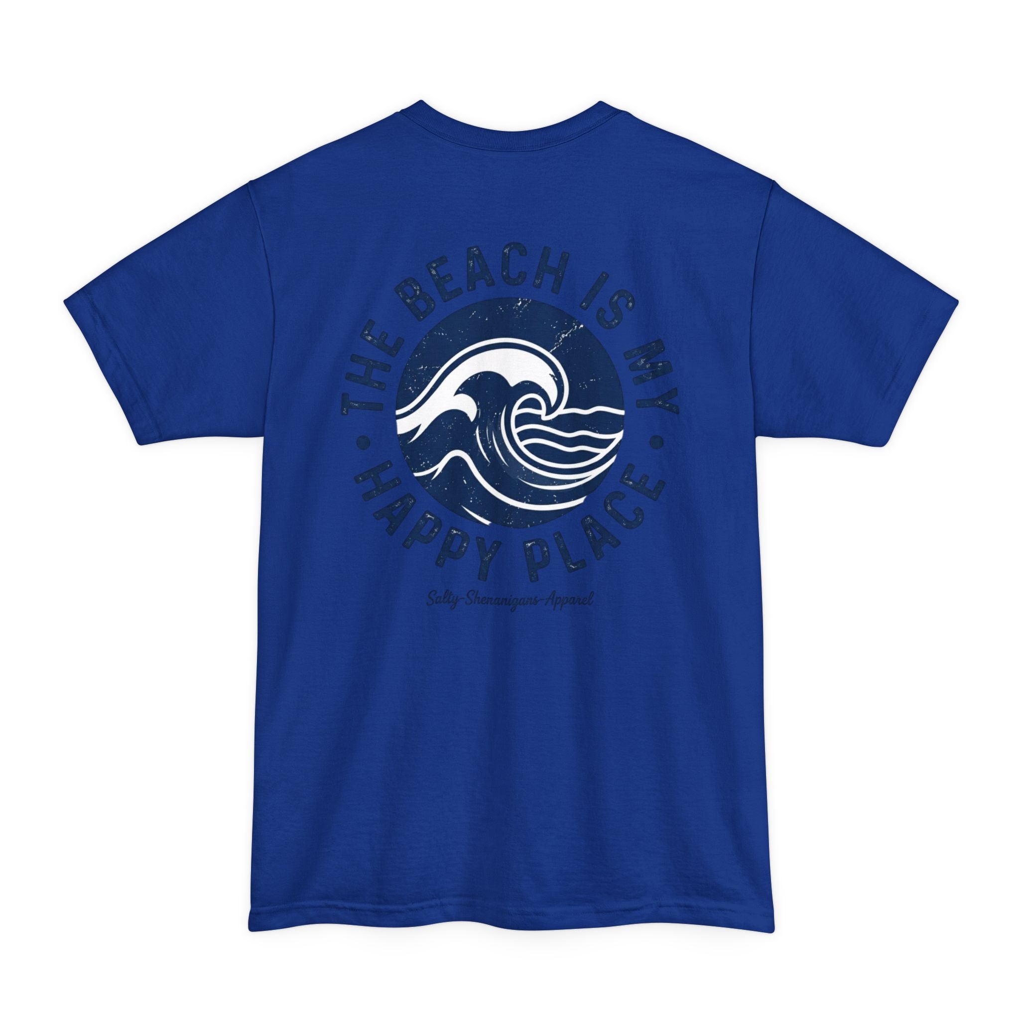 The Beach Is My Happy Place Tall Tee | Men's Big & Tall Coastal T-Shirt | Salty Shenanigans Apparel Printify