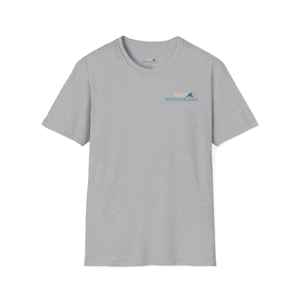 Cocktails First Questions Later Shirt | Funny Beach Drinking Tee | Tropical Vacation Graphic T-Shirt | Coastal Cocktail Shirt | Salty Shenanigans Apparel Printify