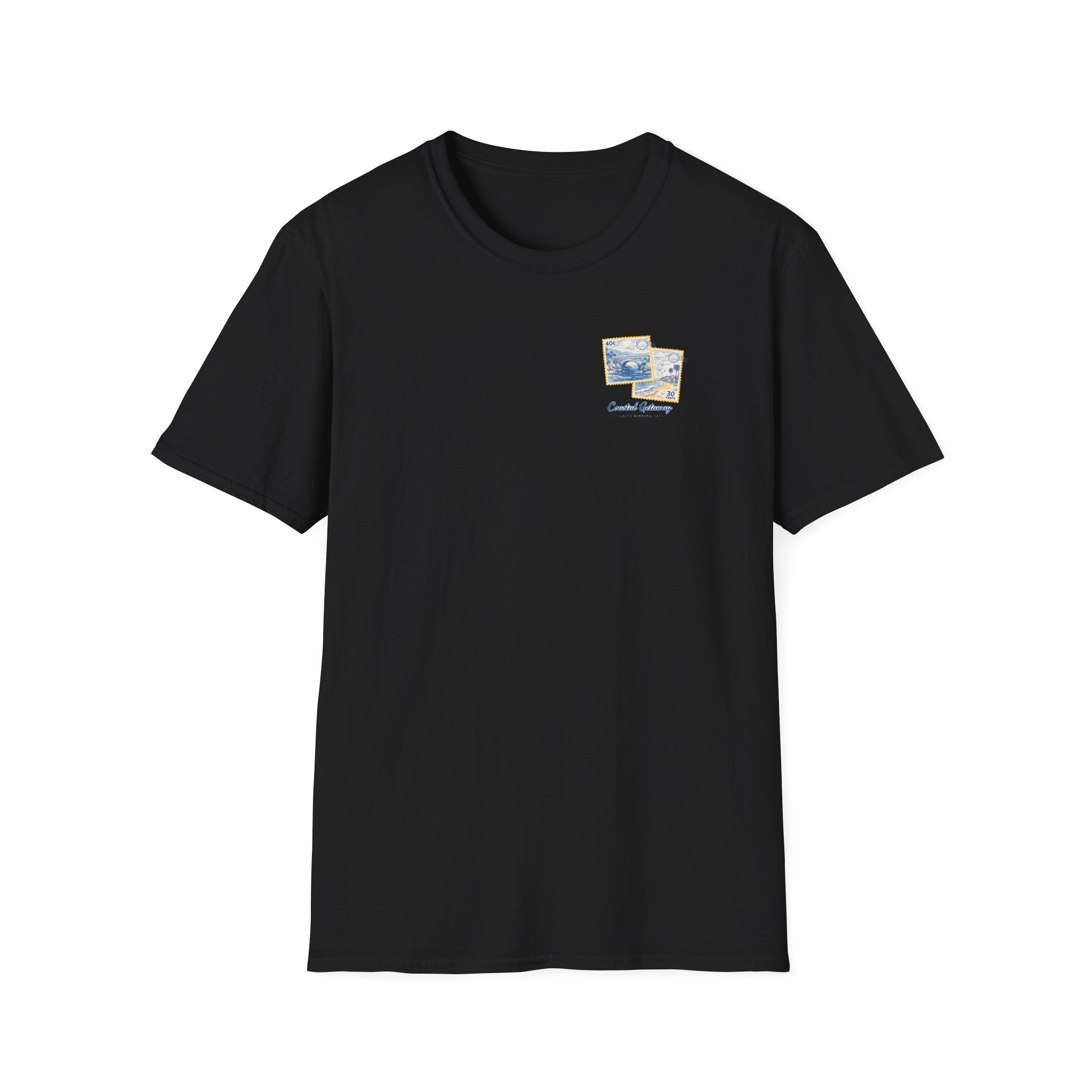 Coastal Getaway T-Shirt — Vintage Stamp Beach Tee Printify