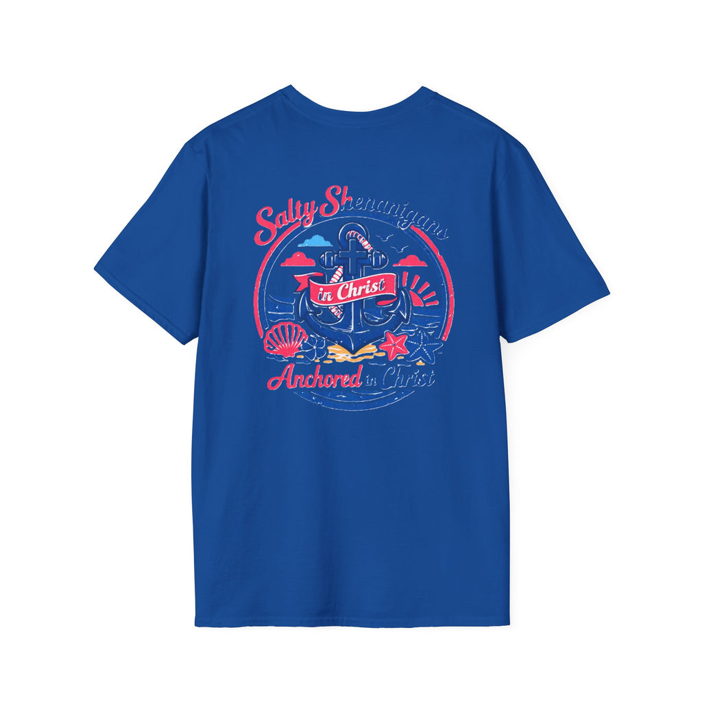 Retro Anchored in Christ Salty Shenanigans Tee Shirt Printify