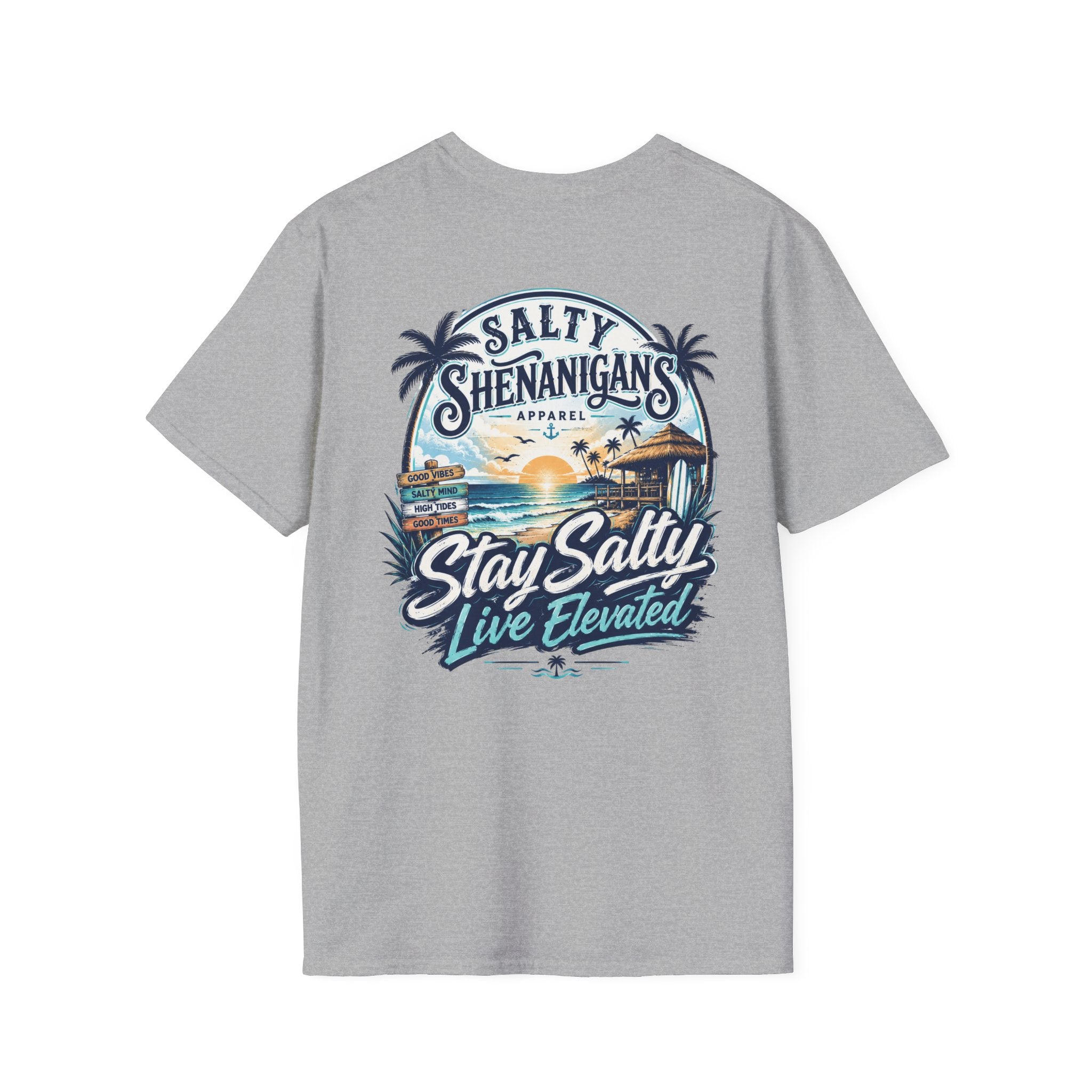 Stay Salty, Live Elevated Coastal Beach Bar Tee Printify