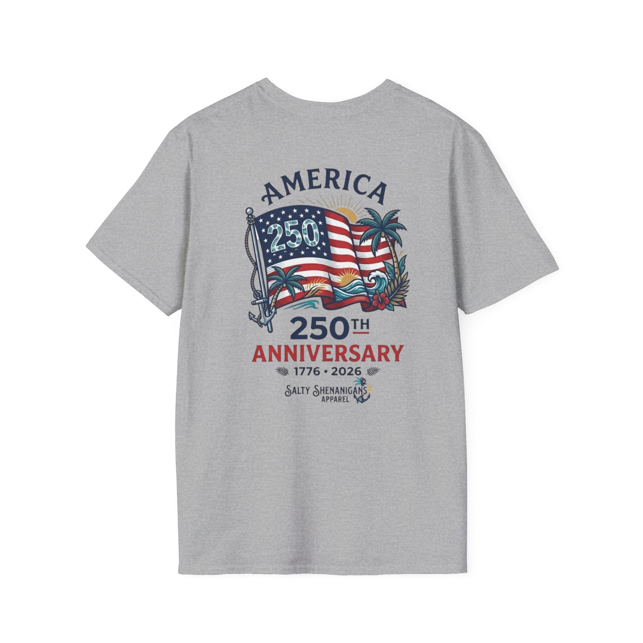 Salty Shenanigans Apparel America 250 Palm Color T-Shirt Printify