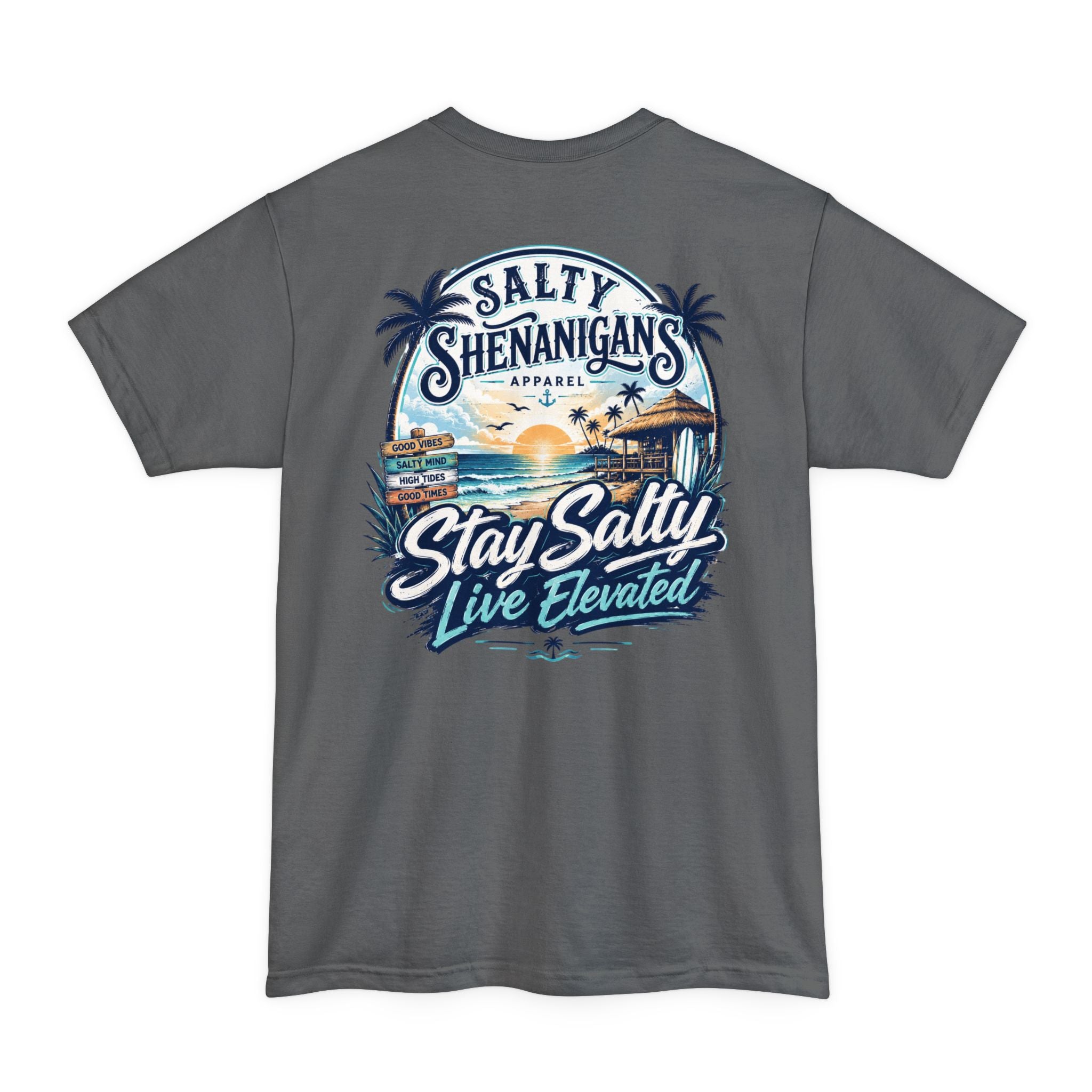 Stay Salty, Live Elevated Coastal Beach Bar Tall Tee Printify