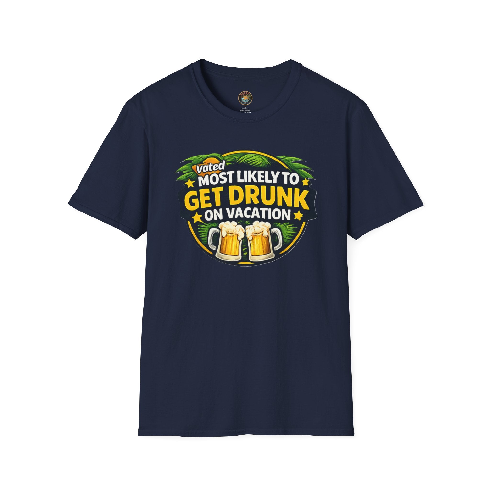 Voted Most Likely to Get Drunk on Vacation T-Shirt | Salty Shenanigans Funny Tee