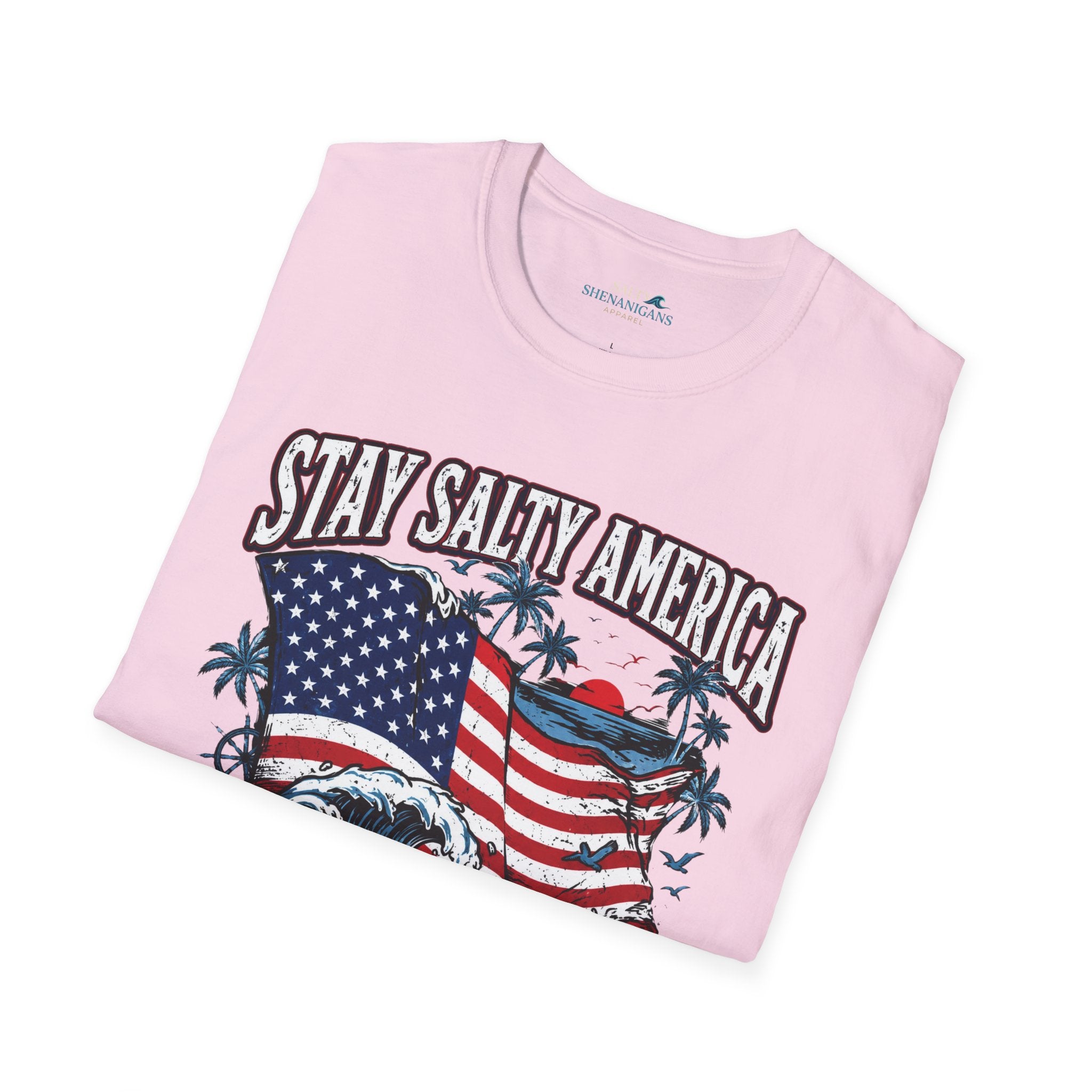 Stay Salty America Premium Beach Tee | Patriotic Coastal Graphic Shirt Printify