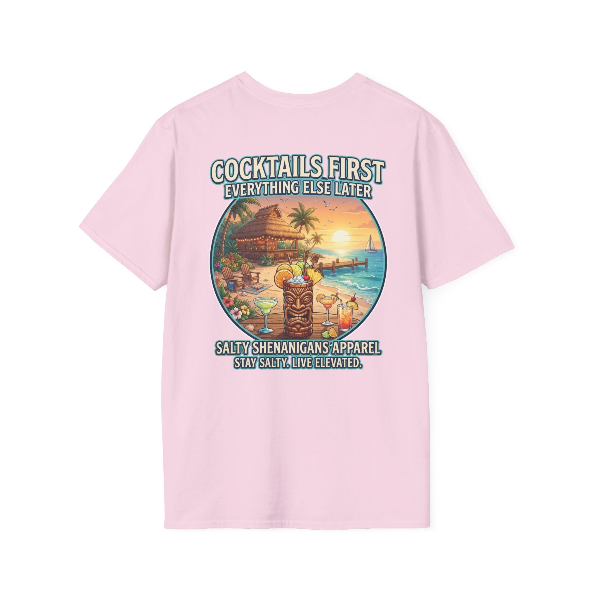 Cocktails First, Everything Else Later Beach Bar T-Shirt Printify