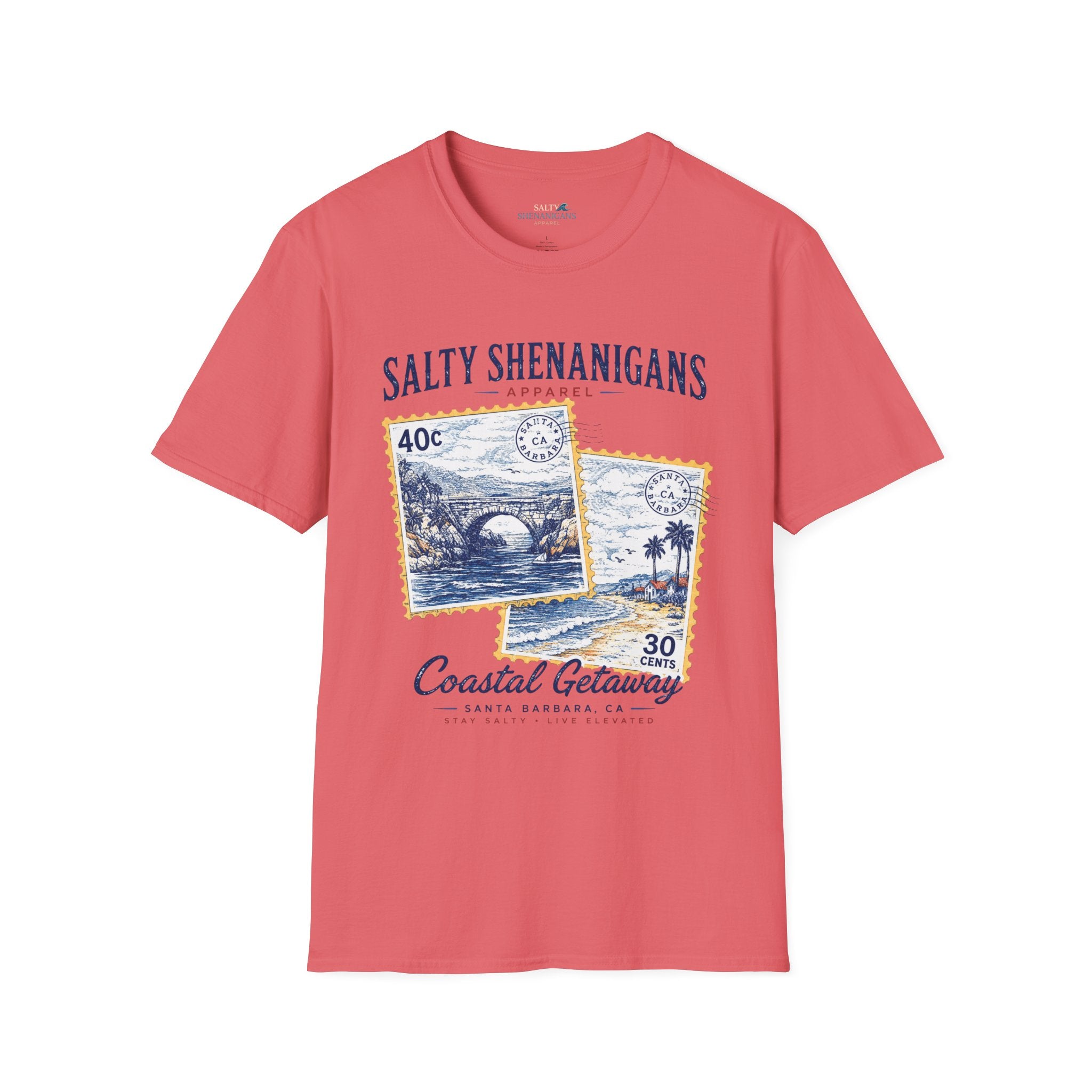 Coastal Getaway T-Shirt- Front Logo Printify