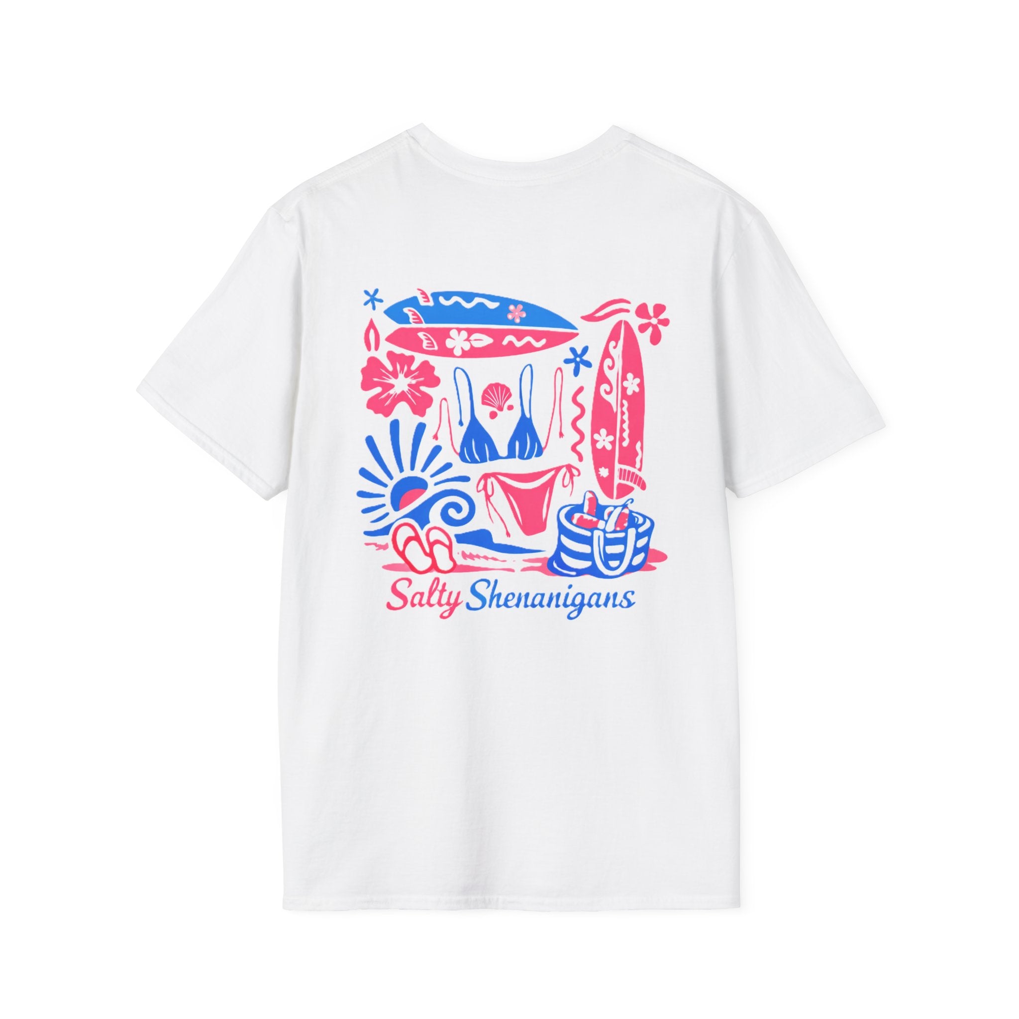 Salty Shenanigans Beach Club T-Shirt — Graphic Beach Scene Tee Printify