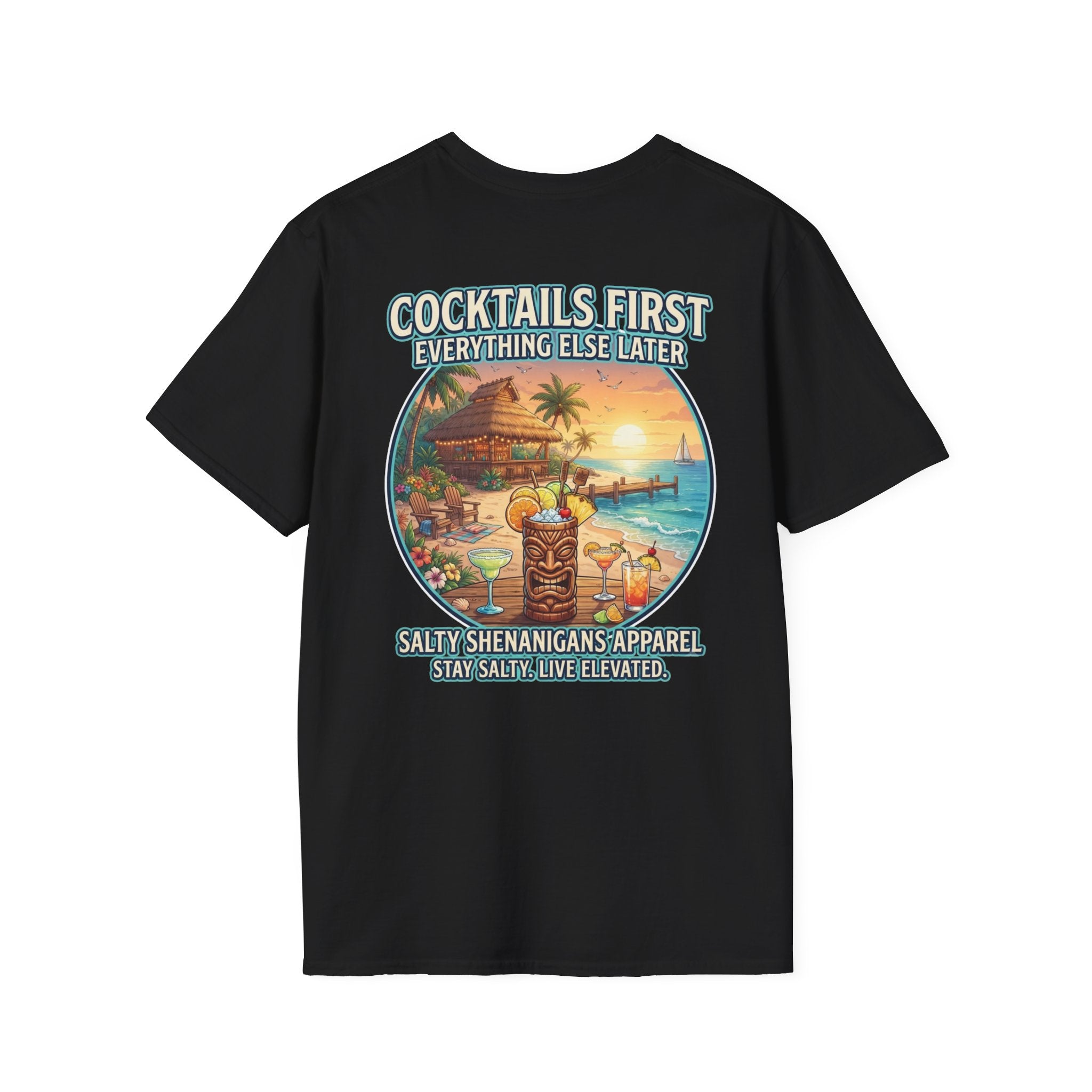 Cocktails First, Everything Else Later Beach Bar T-Shirt Printify