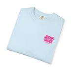 Jesus Saves T‑Shirt — Bold Pink Faith Graphic Tee Printify