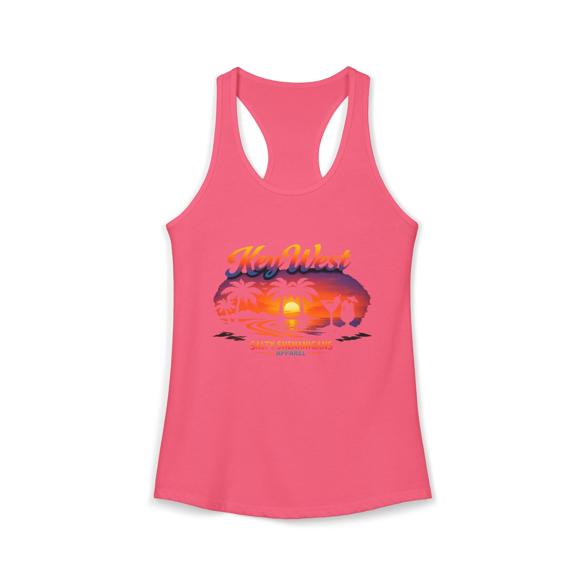 Women's Salty Shenanigans Key West Palm Racerback Tank Printify