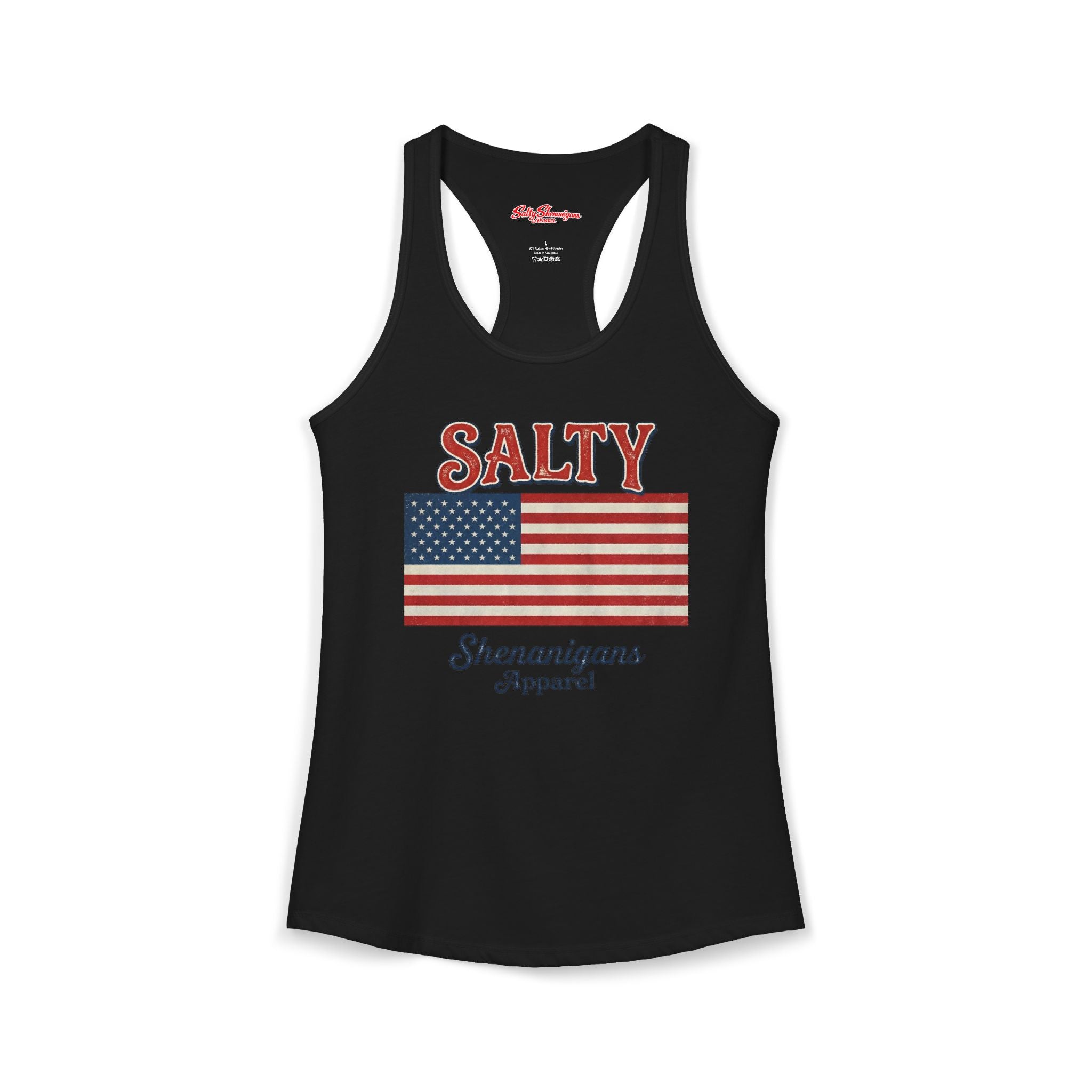 American Flag Salty Shenanigans Apparel Ideal Racerback Tank Printify