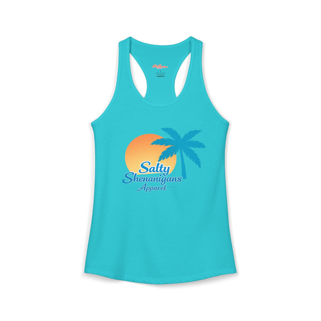 Women's Salty Shenanigans Palm Sun Racerback Tank Printify