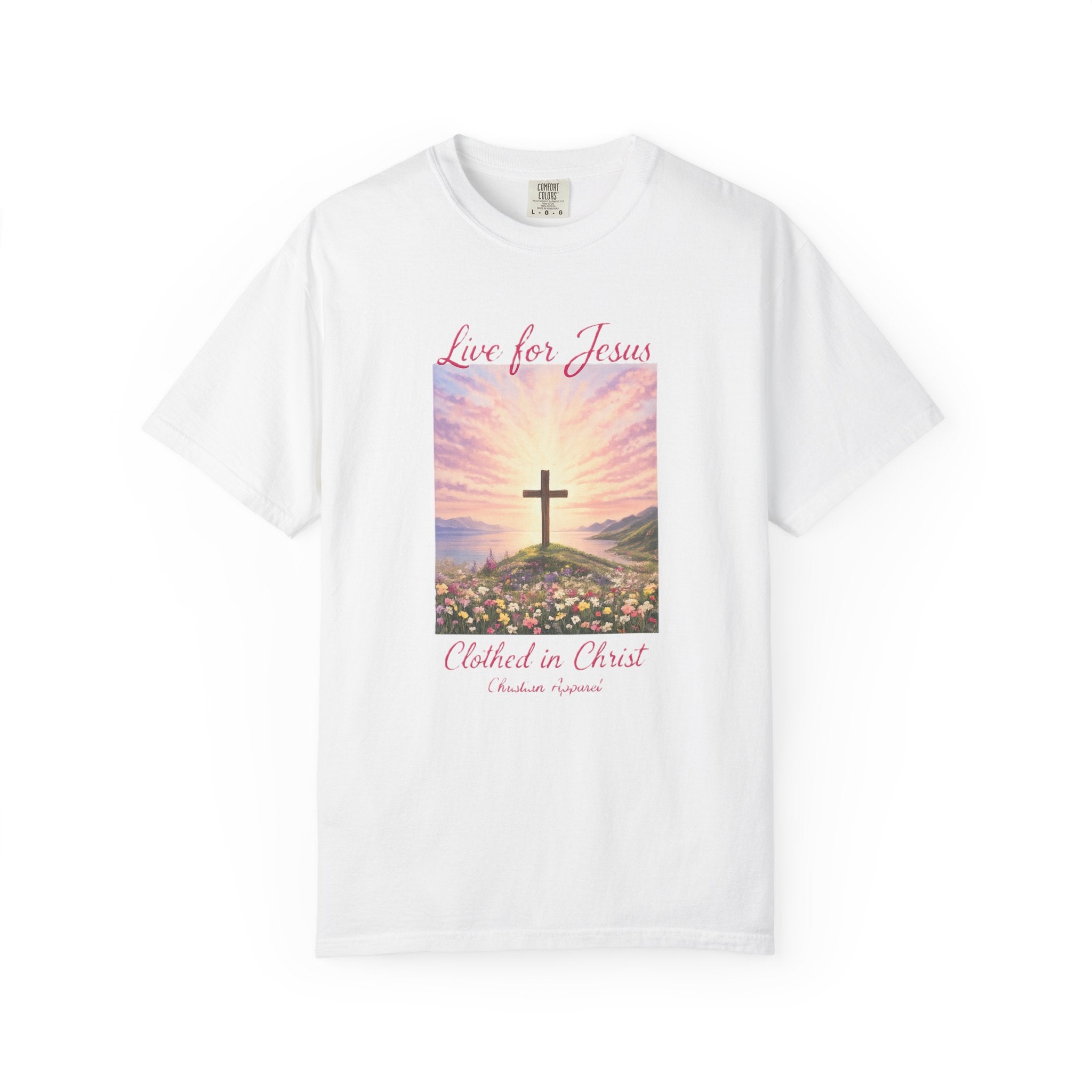 Clothed In Christ -Faith Cross T-Shirt — "Live for Jesus / Clothed in Christ" Christian Graphic Tee Printify