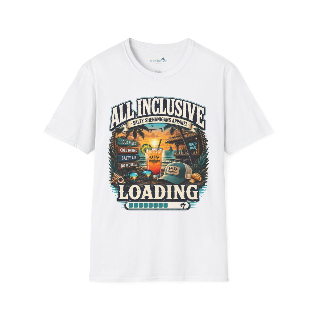 All Inclusive Loading Beach Vacation T-Shirt Printify