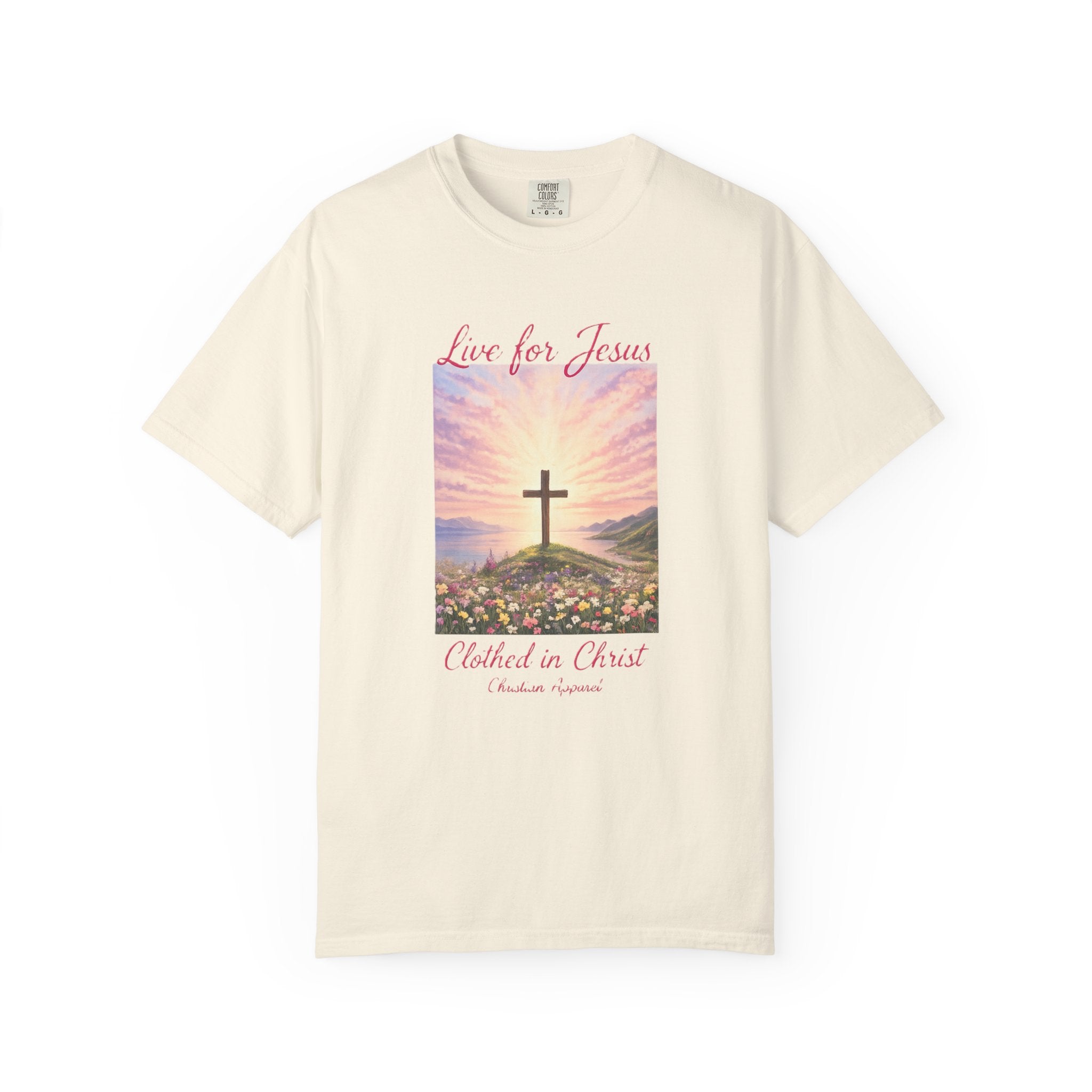 Clothed In Christ -Faith Cross T-Shirt — "Live for Jesus / Clothed in Christ" Christian Graphic Tee Printify