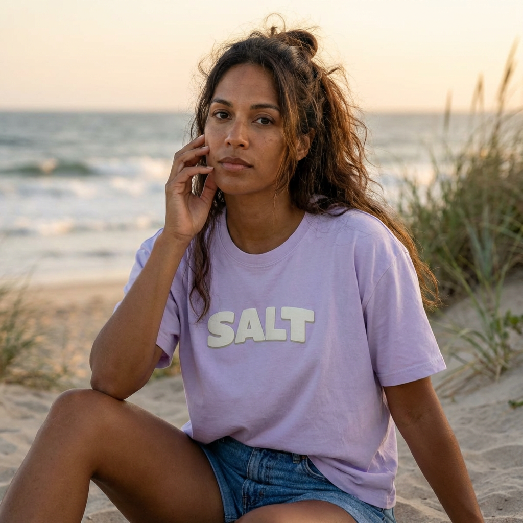 SALT Women's Boxy Tee - 'Salty Shenanigans' Beach Sunset Graphic