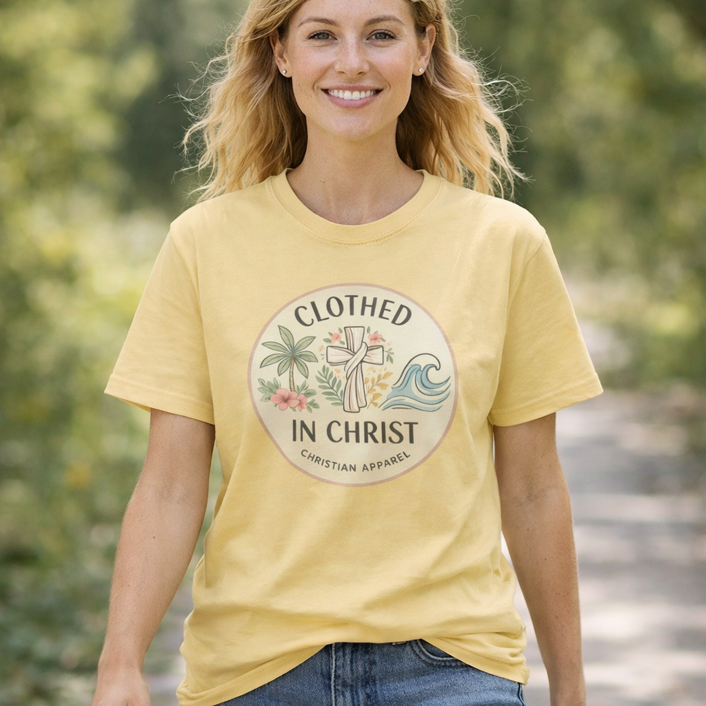 Clothed in Christ Graphic T-Shirt — Christian Faith Tee Printify