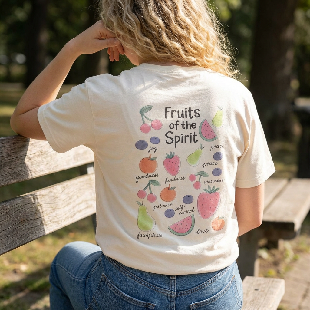 Fruits of the Spirit T‑Shirt — Colorful Fruit Faith Graphic Tee Printify