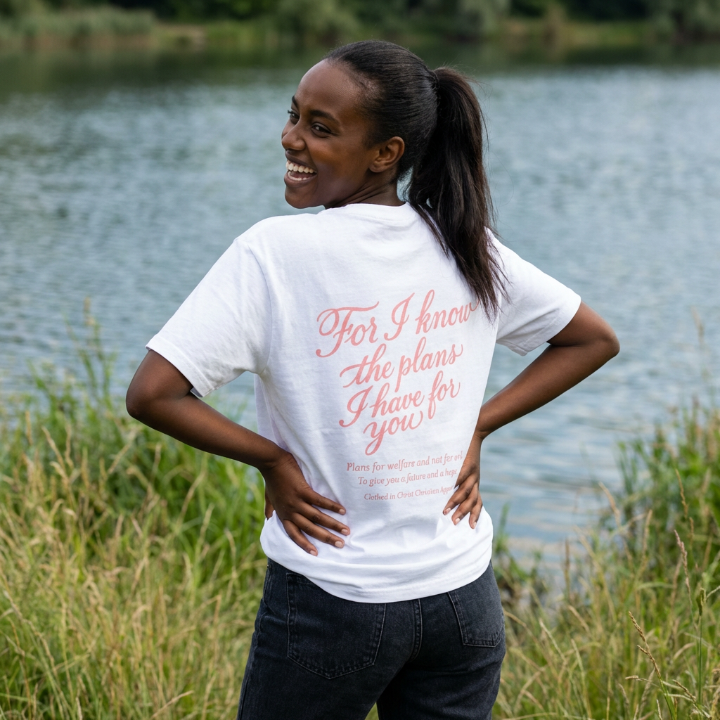 Scripted Scripture T‑Shirt — “For I know the plans I have for you” Inspirational Tee Printify
