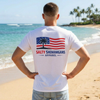 Salty Shenanigans Apparel USA Flag Palm T-Shirt Printify