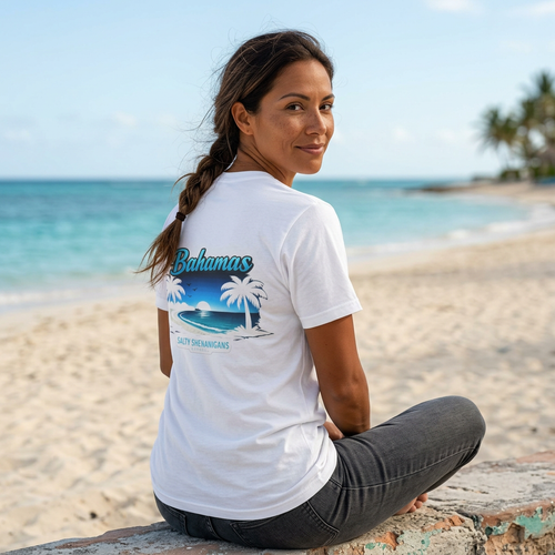 Bahamas Beach Palm T-Shirt | Salty Shenanigans Printify