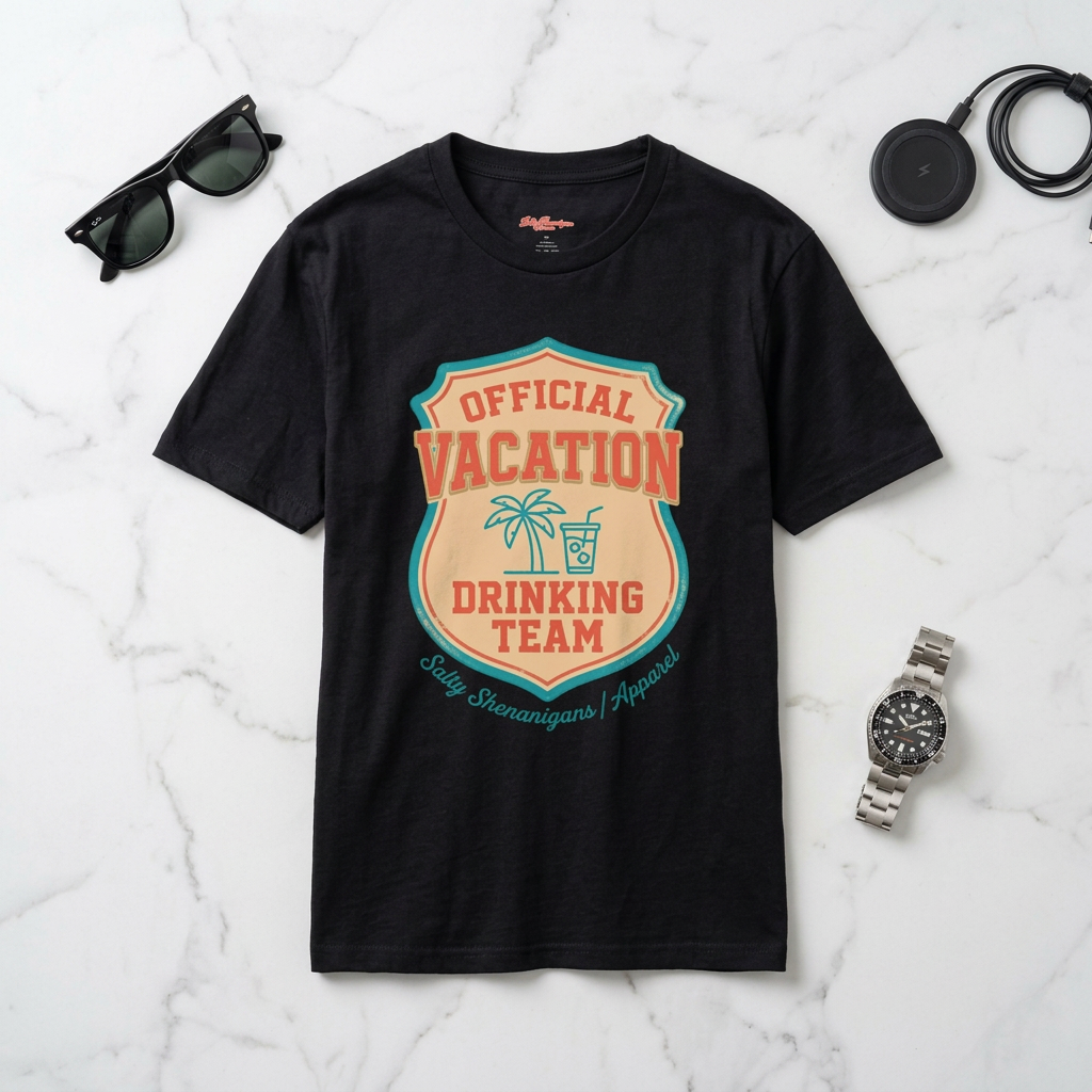 Salty Shenanigans Apparel Official Vacation Drinking Team T-Shirt Printify