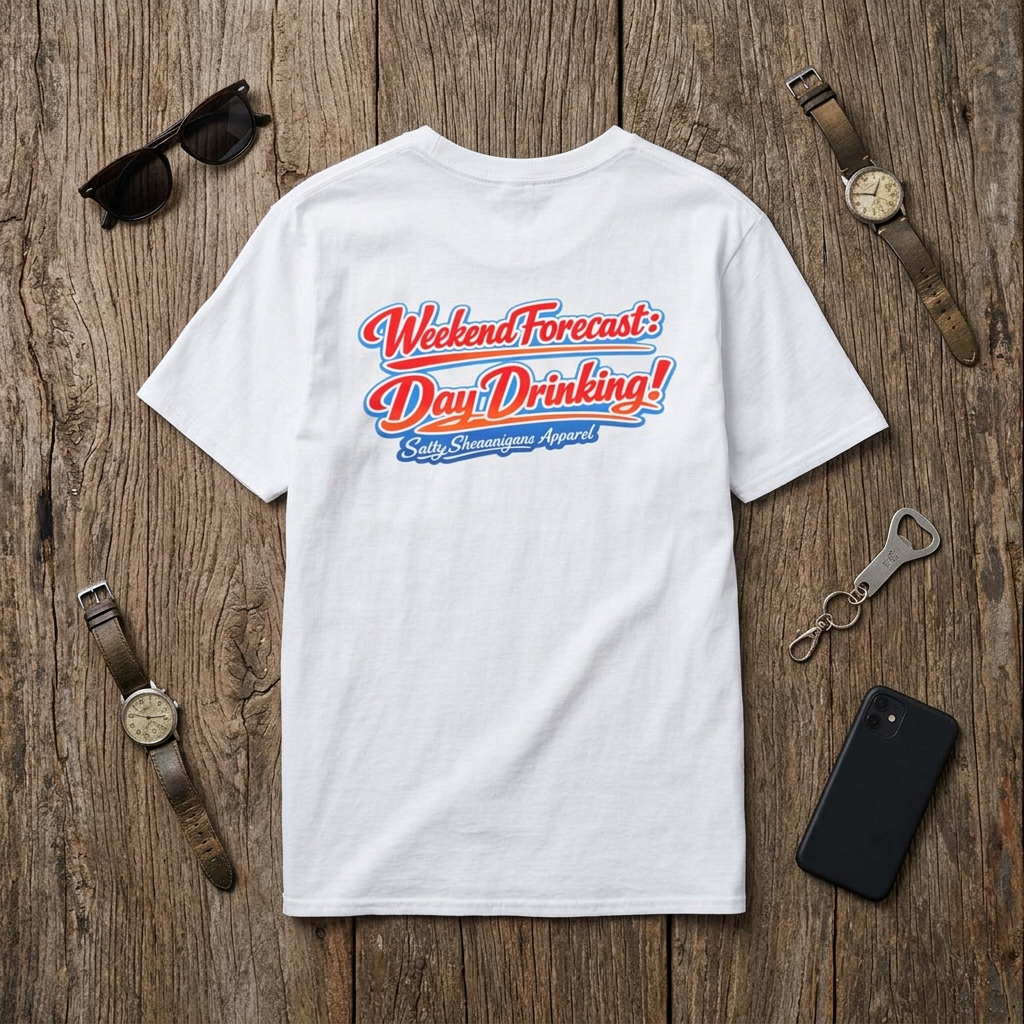 Salty Shenanigans Apparel Weekend Forecast Day Drinking T-Shirt Printify