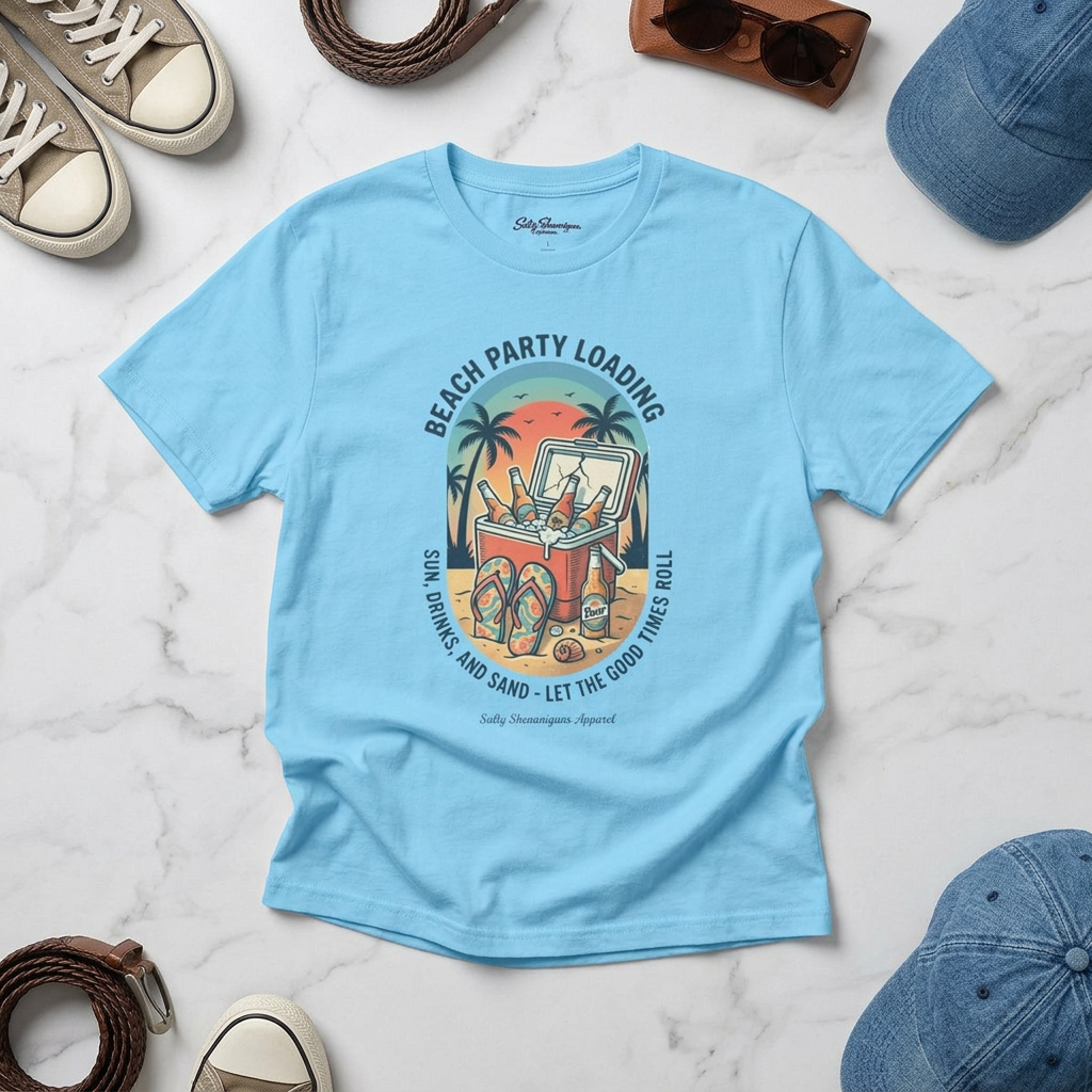 Salty Shenanigans Apparel Beach Party Loading T-Shirt Printify