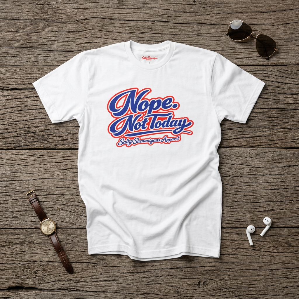Nope. Not Today. Graphic Tee — Retro Script White Cotton T‑Shirt Printify