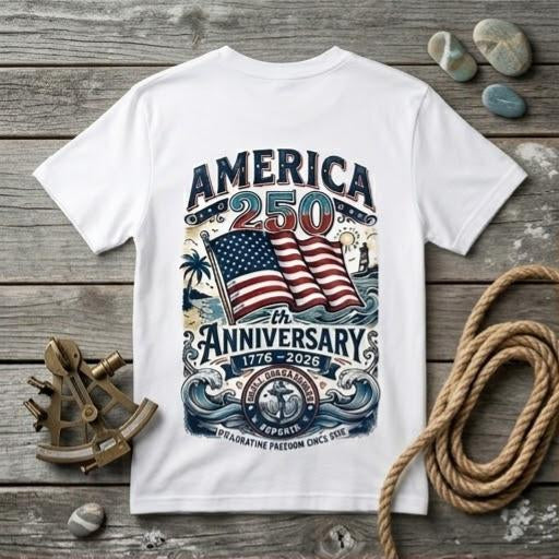 Salty Shenanigans Apparel America 250 Beach Palm T-Shirt Printify