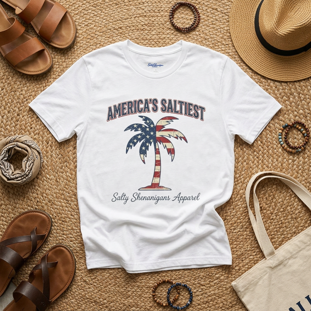 America's Saltiest Patriotic Palm Tree T-Shirt Printify