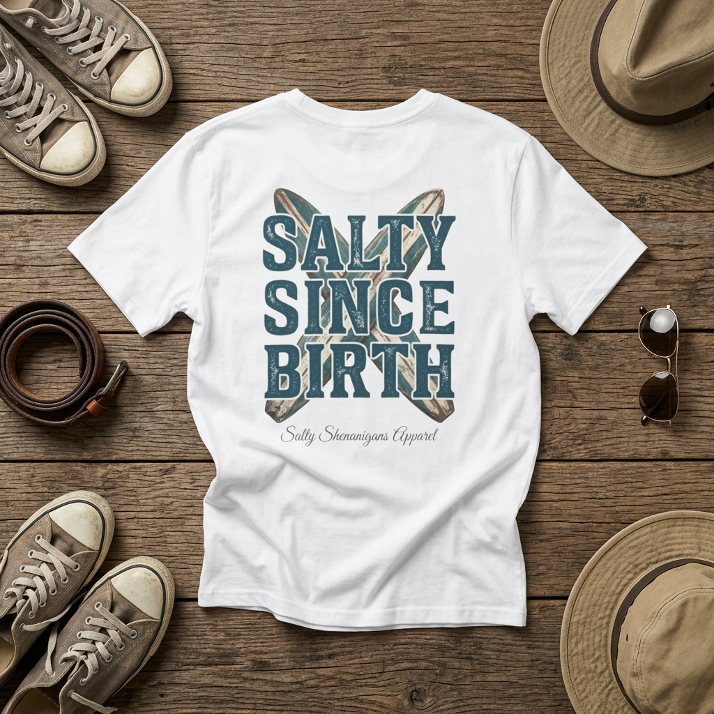 Salty Since Birth Salty Shenanigans Apparel  T-Shirt Printify