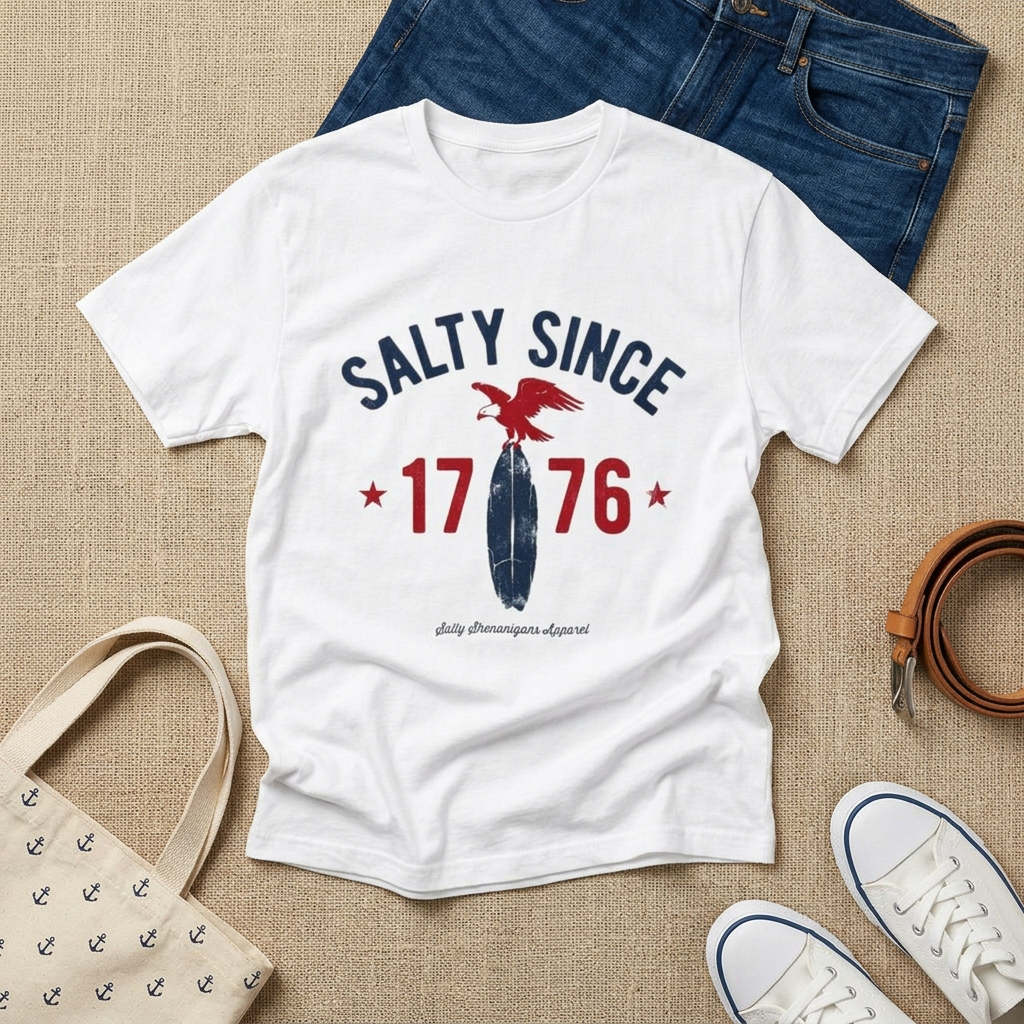 Salty Since 1776 T-Shirt — American Eagle Patriotic Tee Printify