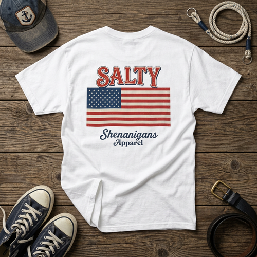 American Flag T-Shirt — Salty Shenanigans Apparel Patriotic Tee Printify