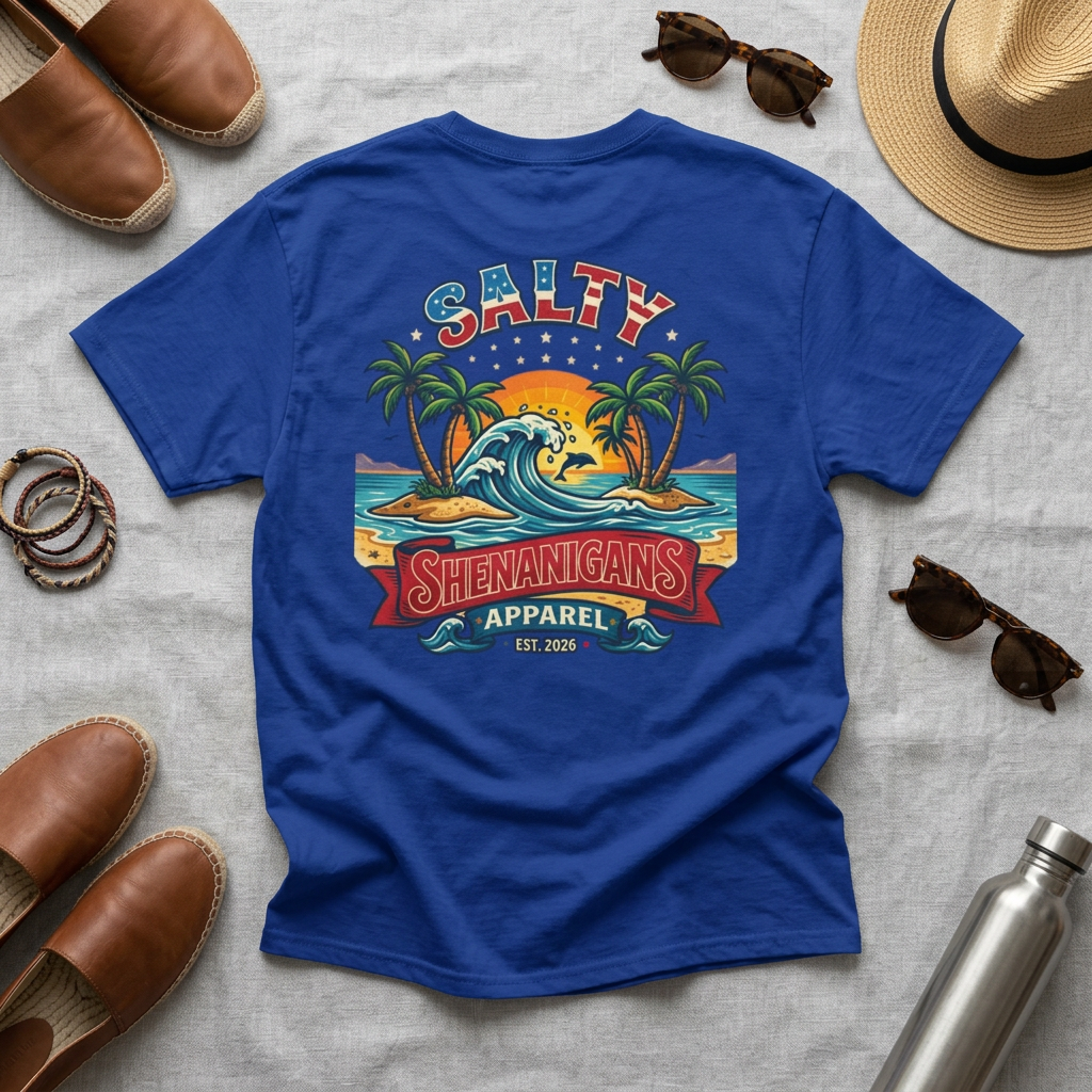Patriotic Palm Salty Shenanigans Apparel Tall Tee Printify