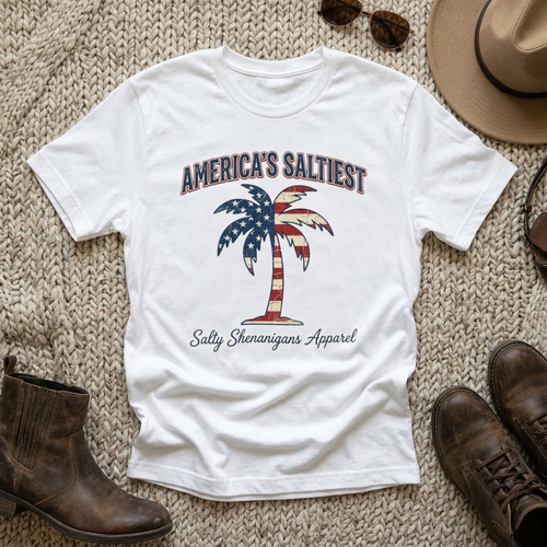 Americas Saltiest Tall T-Shirt — Salty Shenanigans Apparel Patriotic Tee Printify