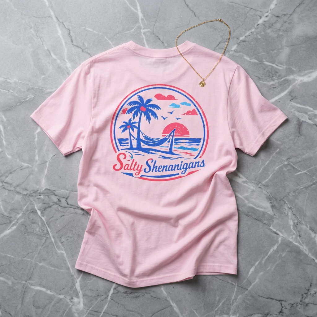Salty Shenanigans Palm T-Shirt Printify